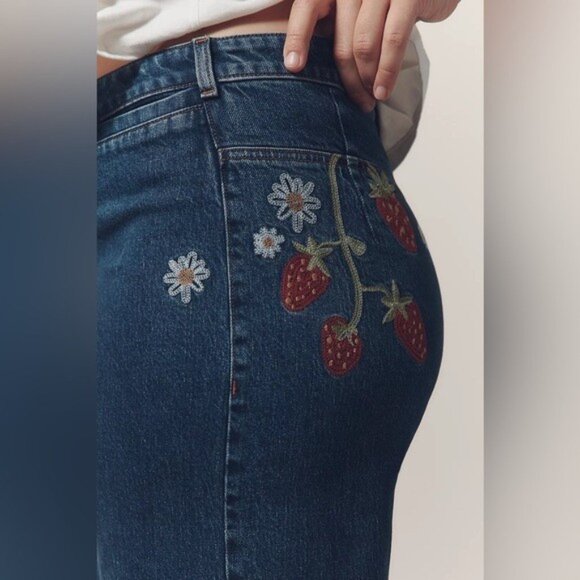 NWT Size 27- Maeve Wide-Leg Jeans Strawberry Embroidered (NWT US$ 158) - Picture 11 of 16